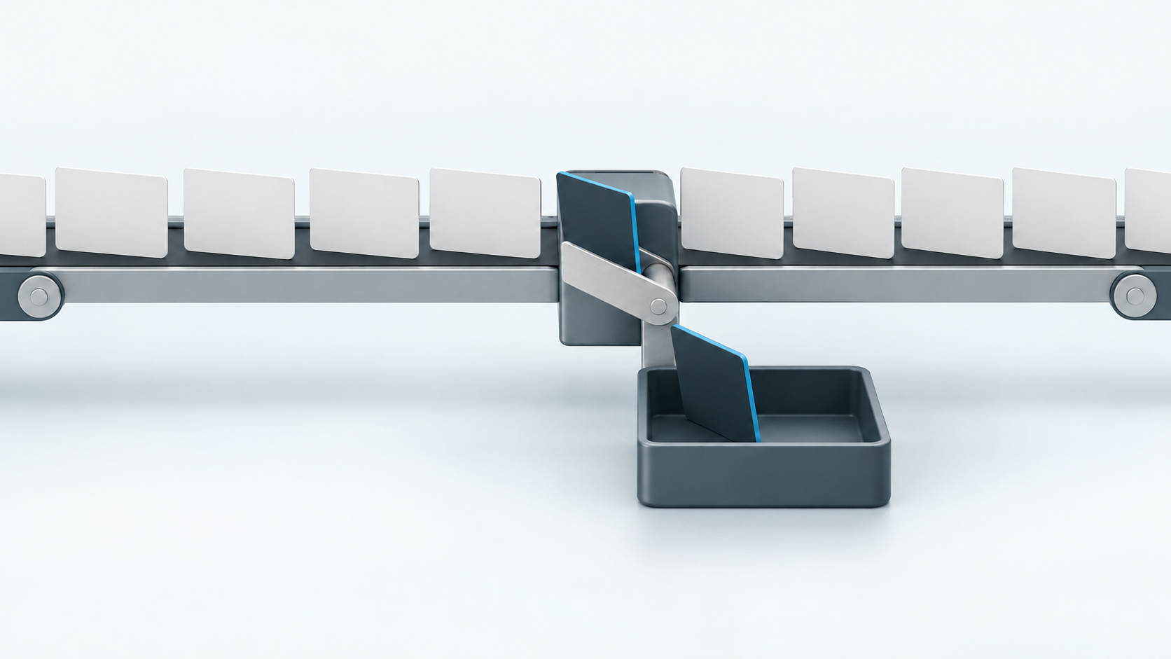 A conveyor routes selected documents into a separate review tray.